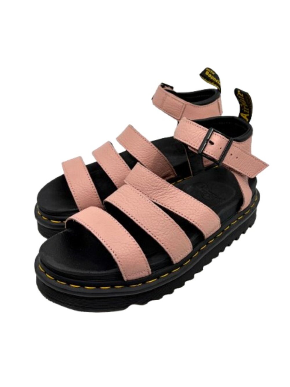 DR MARTENS~Blaire Pisa~PINK LEATHER FOUR STRAP PLATFORM SANDALS Size 9